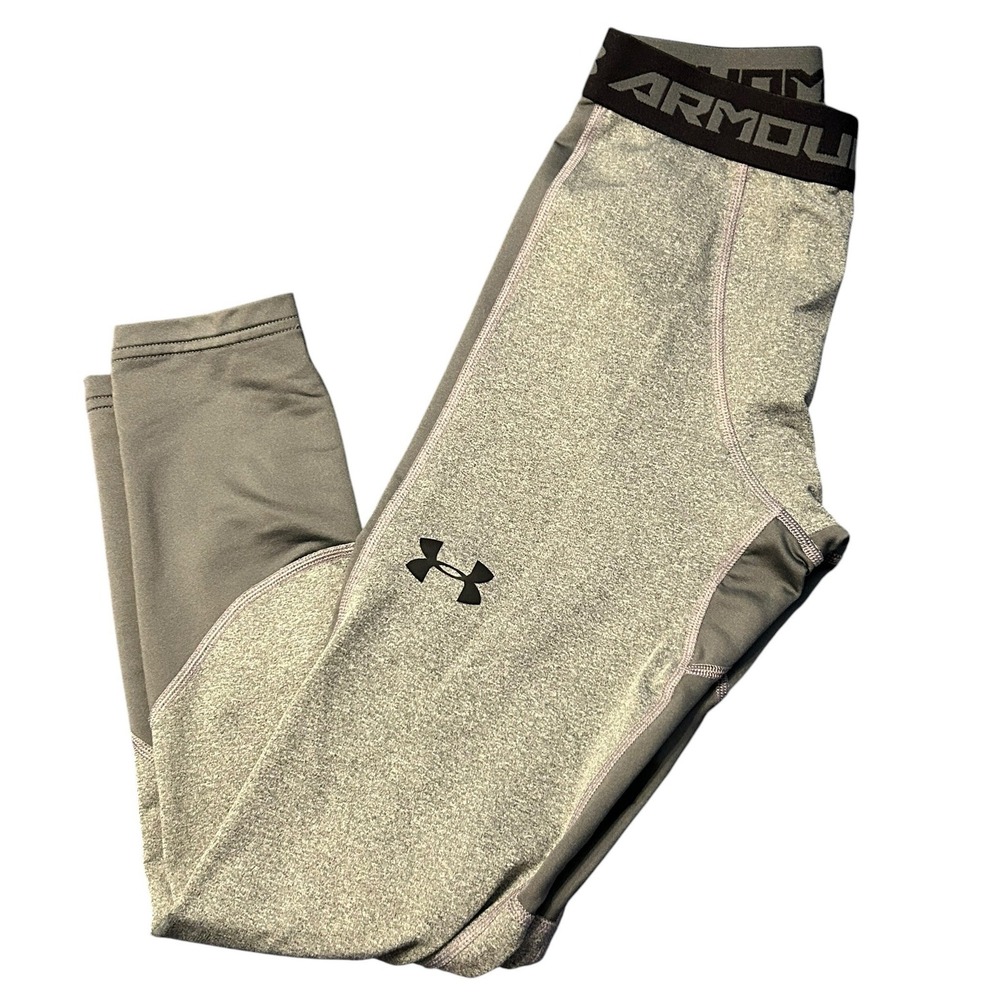 Under Armour ColdGear Kids Gray Fitted Leggings Base Layer Athleisure Baseball